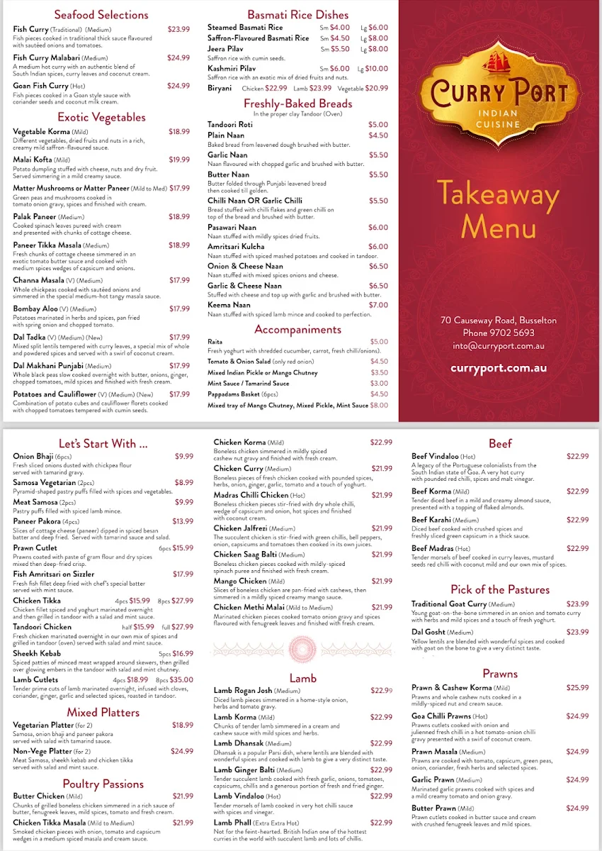 Menu, Curry Port