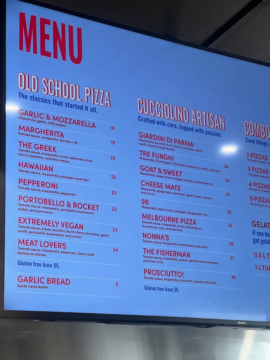 Menu, CUCCIOLINO Pizza and Gelato hampton