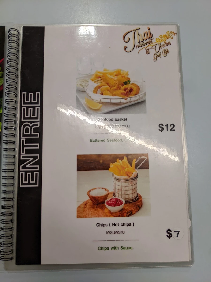 Menu, Thai Restaurant at Oberon Golf Club