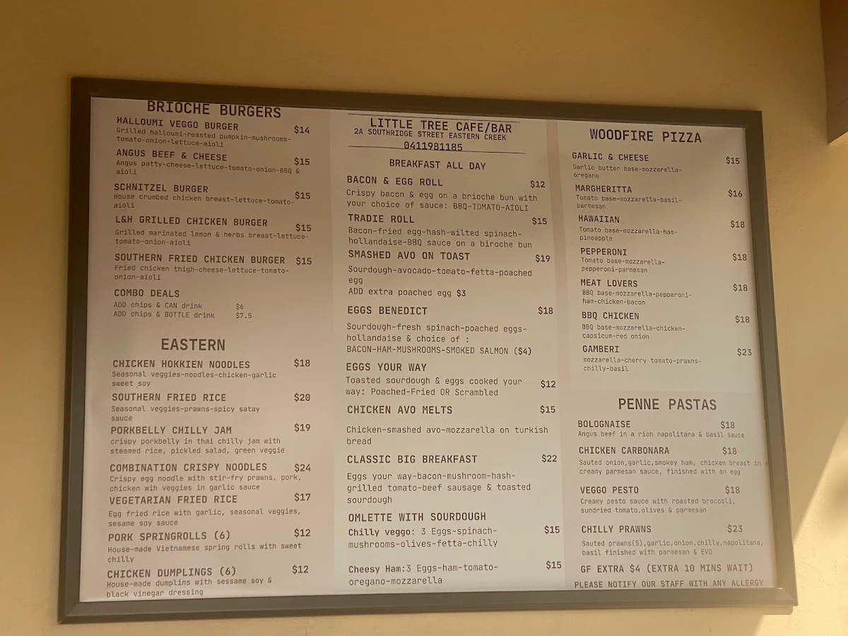 Menu, Southridge Grove Cafe