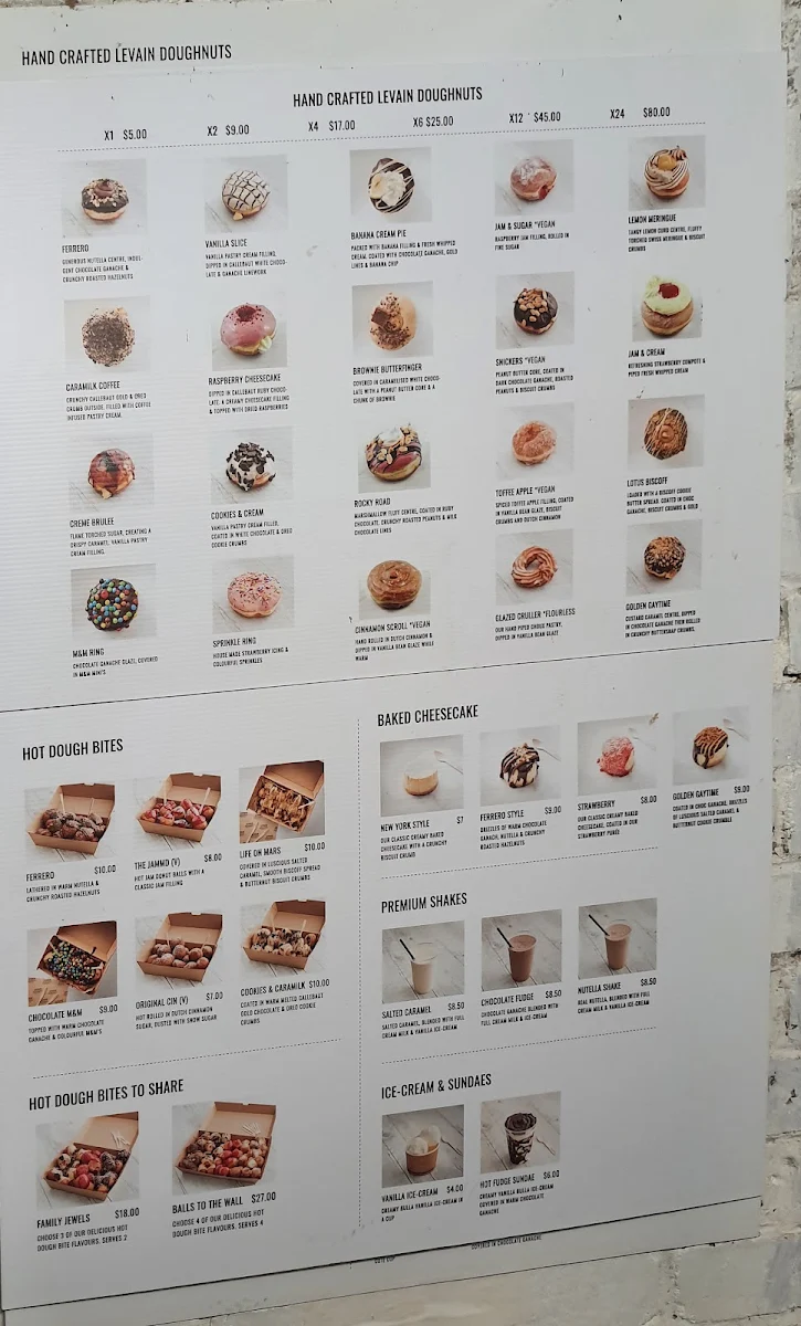 Menu, Levain Doughnuts