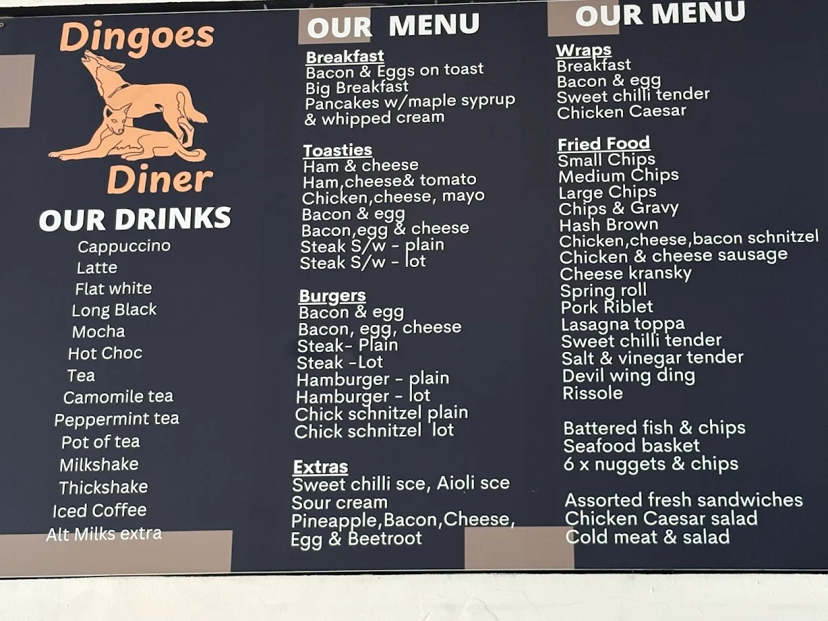 Menu, Dingoes Diner