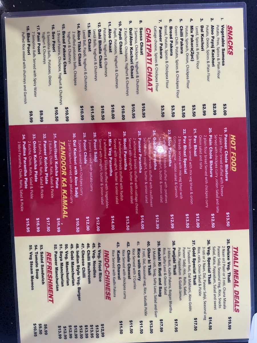 Menu, Gold Sweets Carrum Downs