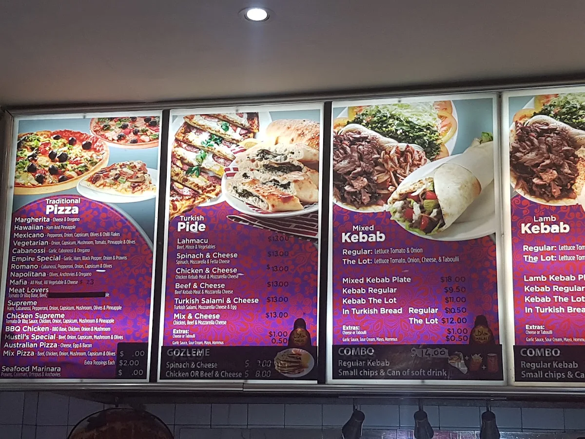 Menu, Mustii's Pide Pizza and Kebabs