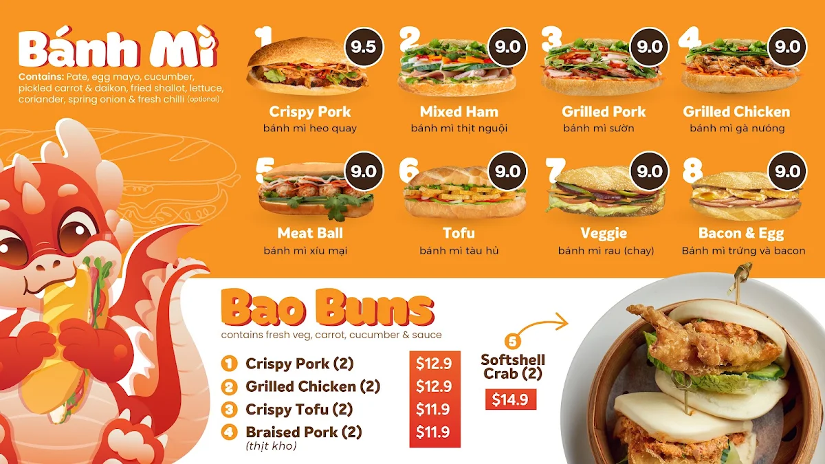 Menu, Bao Mi Templestowe Lower