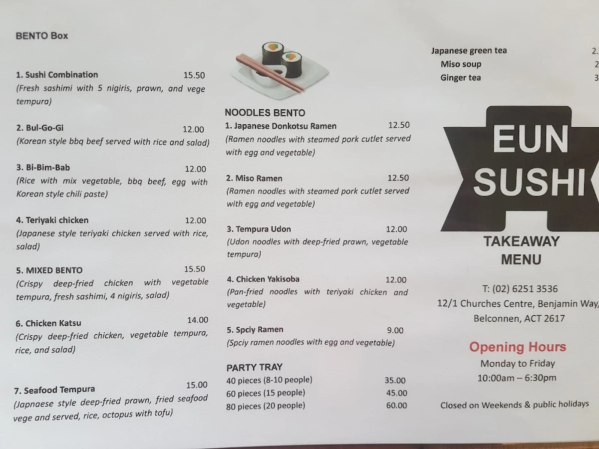 Menu, Eun Sushi