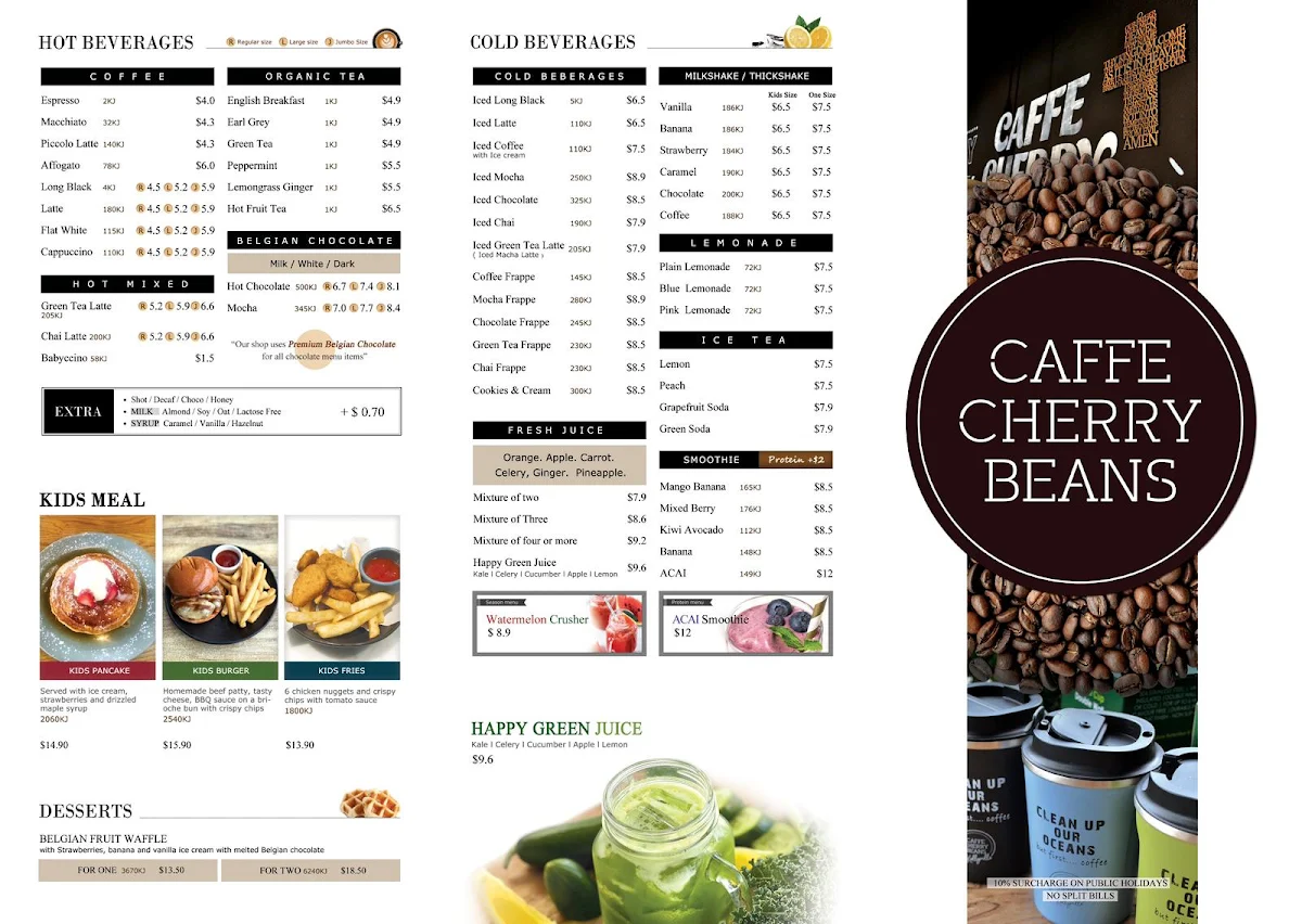 Menu, Caffe Cherry Beans