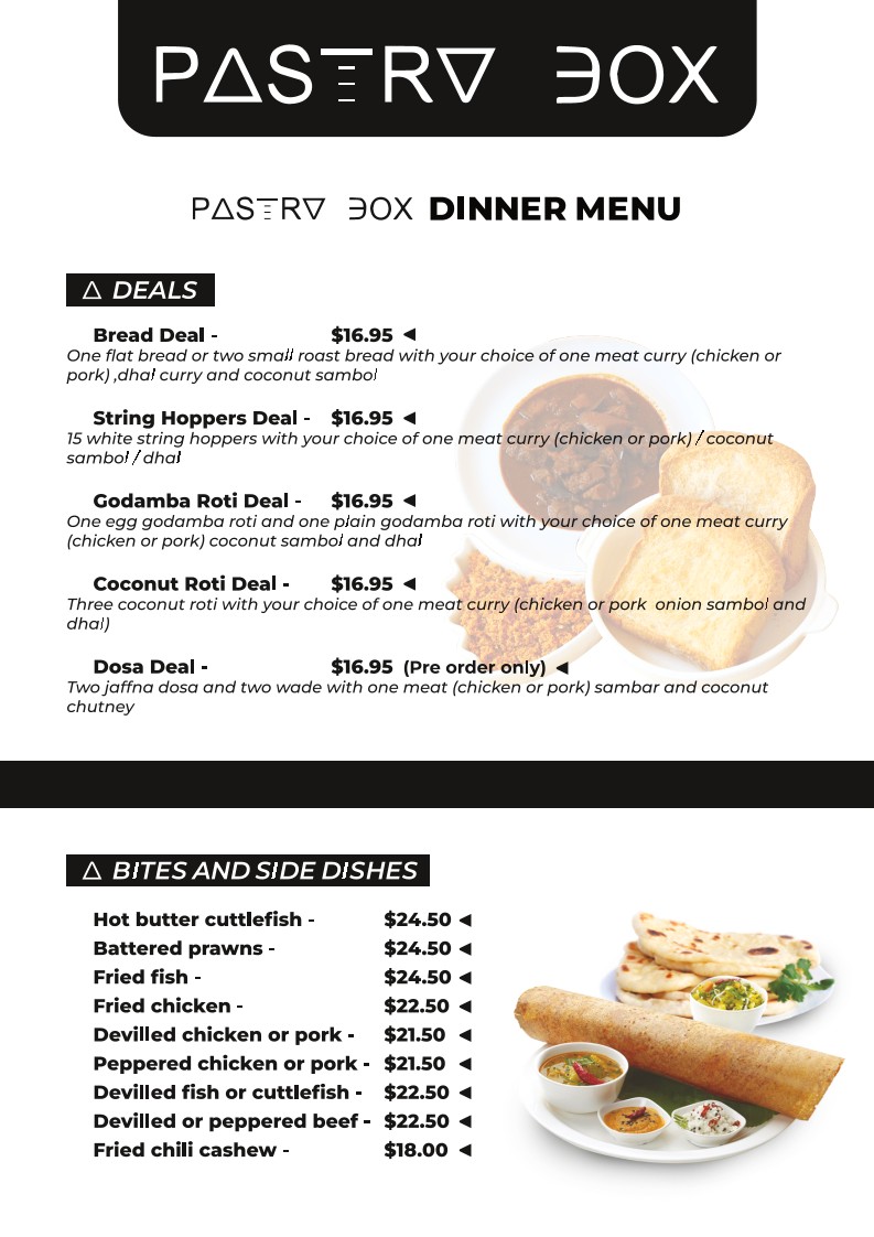 Menu, Pastry Box