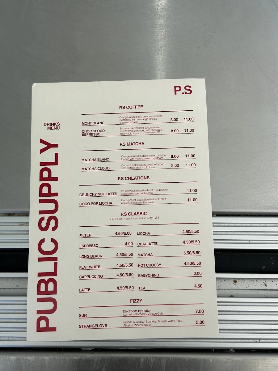 Menu, Public Supply