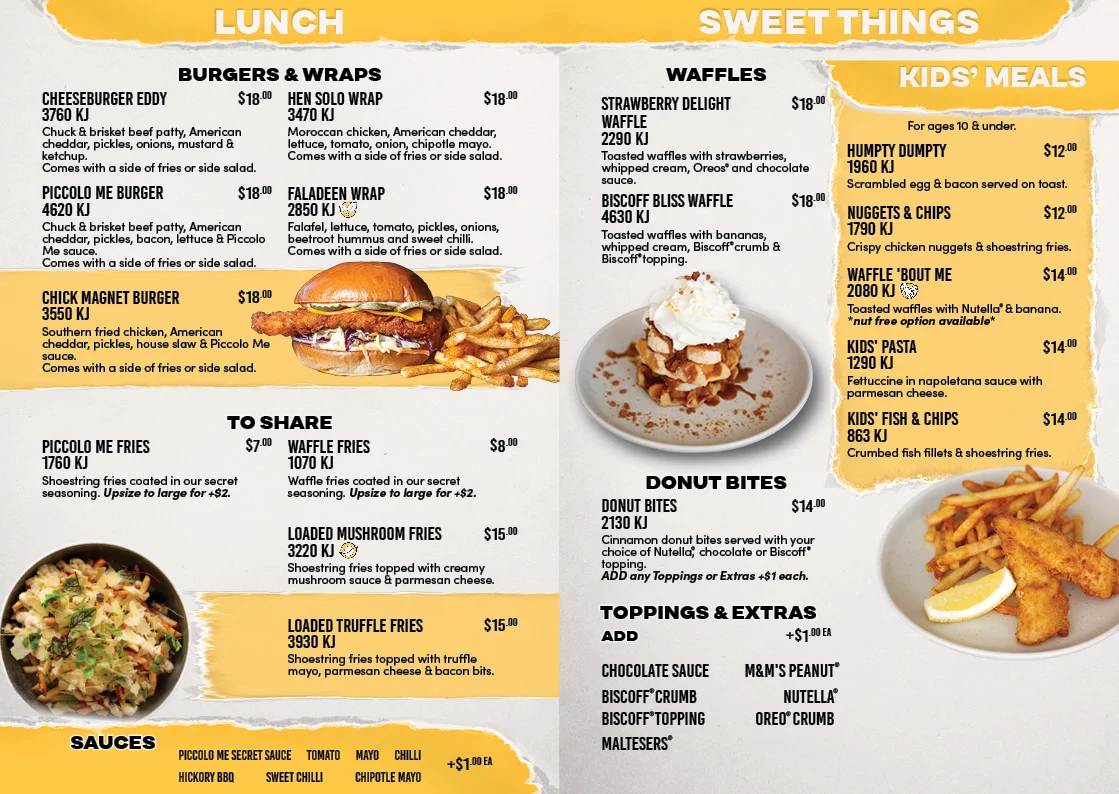Menu, Piccolo Me Lidcombe