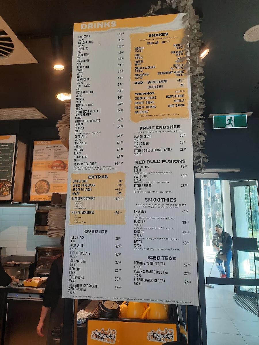 Menu, Piccolo Me Lidcombe