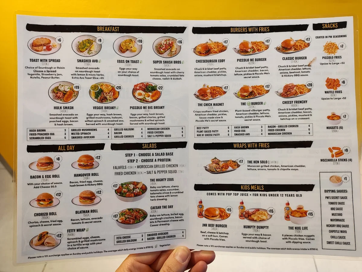 Menu, Piccolo Me Lidcombe