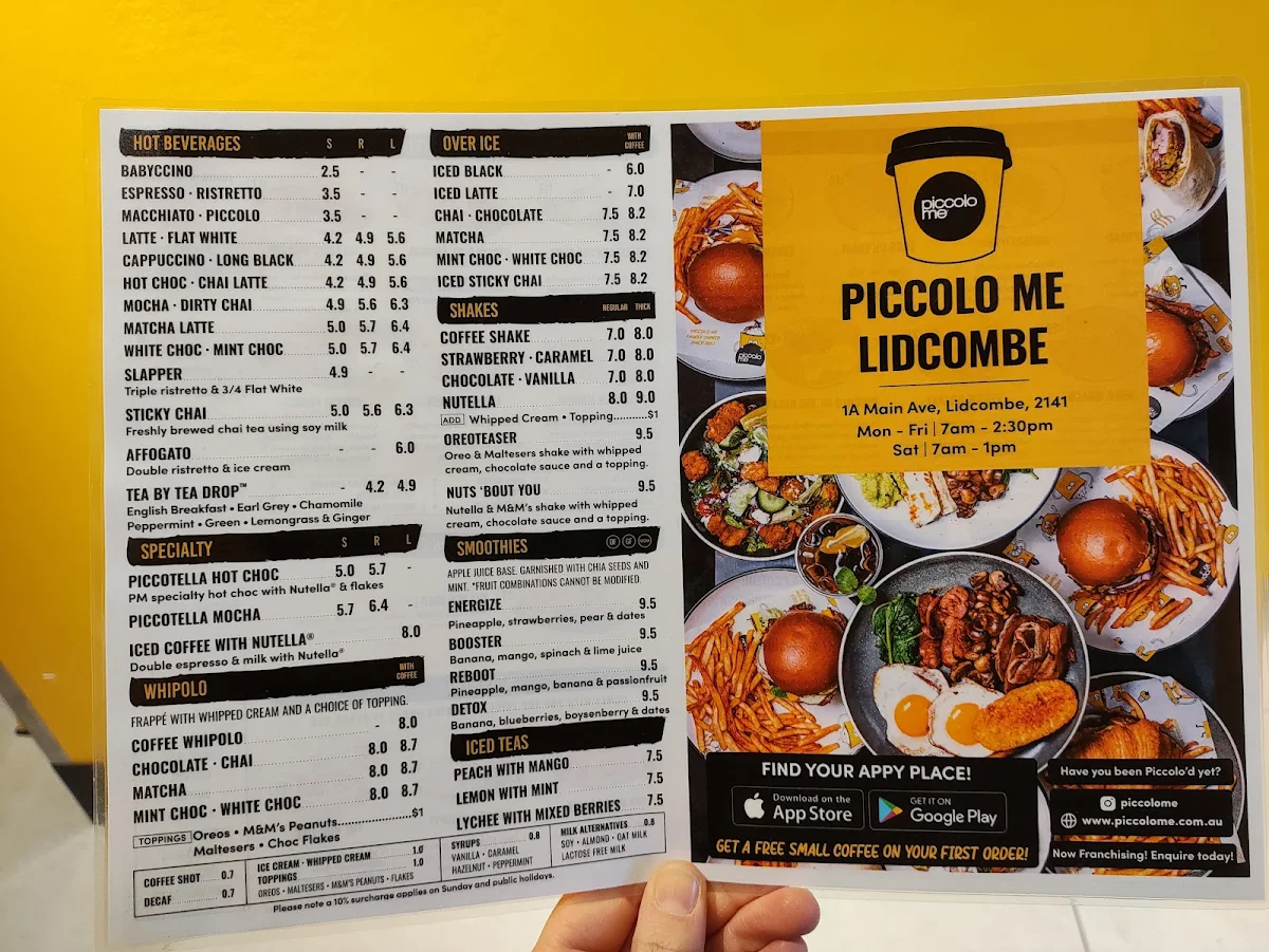 Menu, Piccolo Me Lidcombe