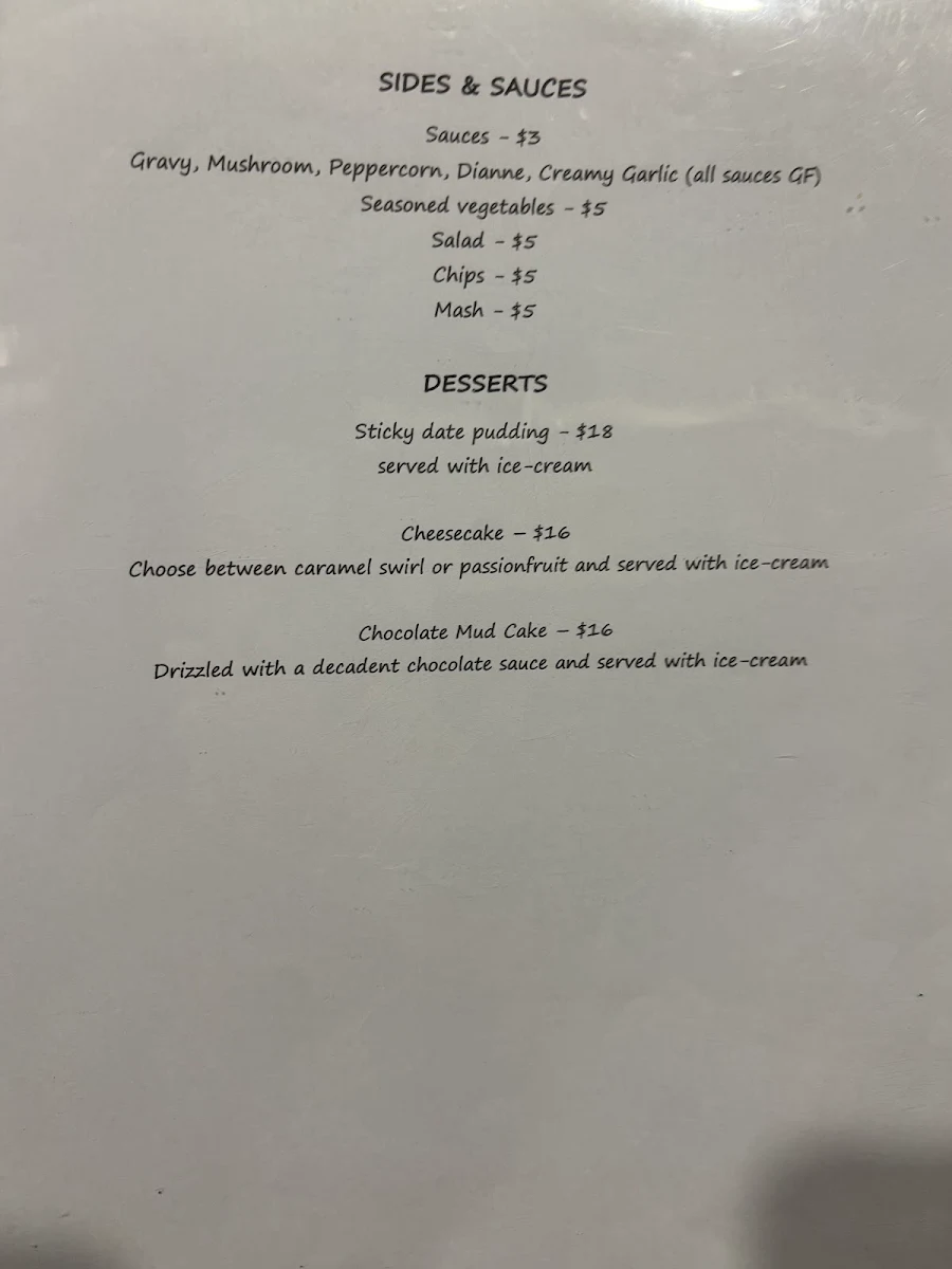 Menu, Jimmy D's Grill & Bar