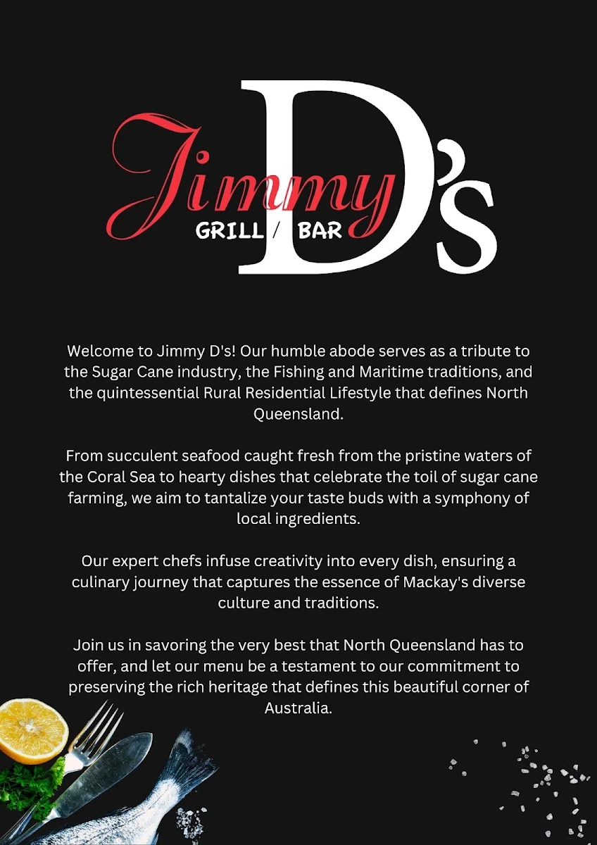 Menu, Jimmy D's Grill & Bar