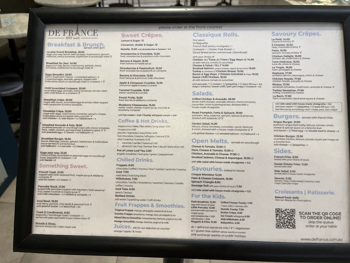 Menu, DeFrance Miranda