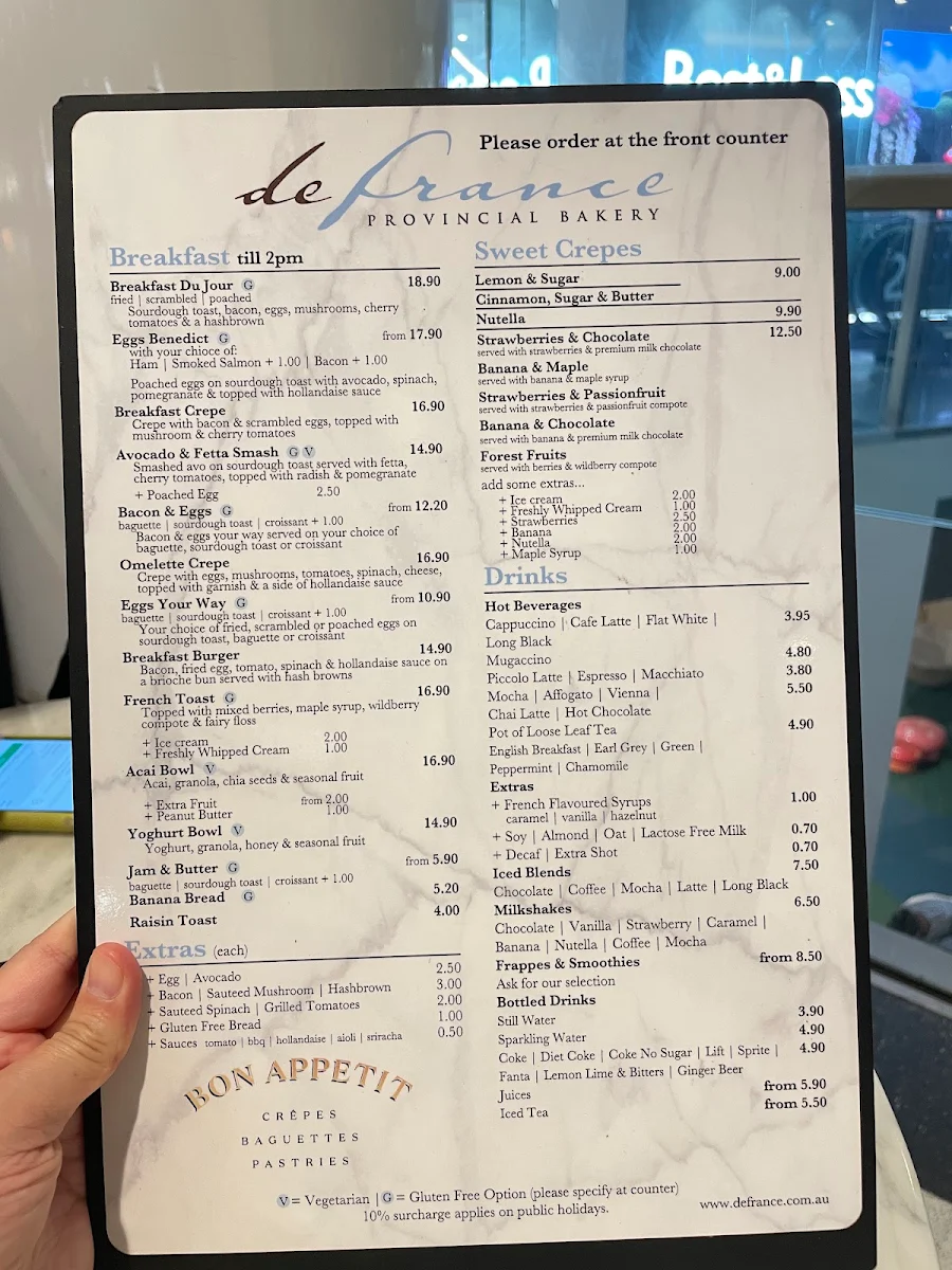 Menu, DeFrance Miranda