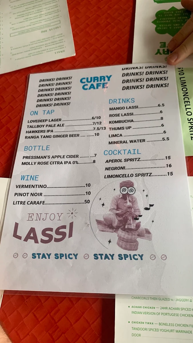 Menu, Curry Cafe Northcote