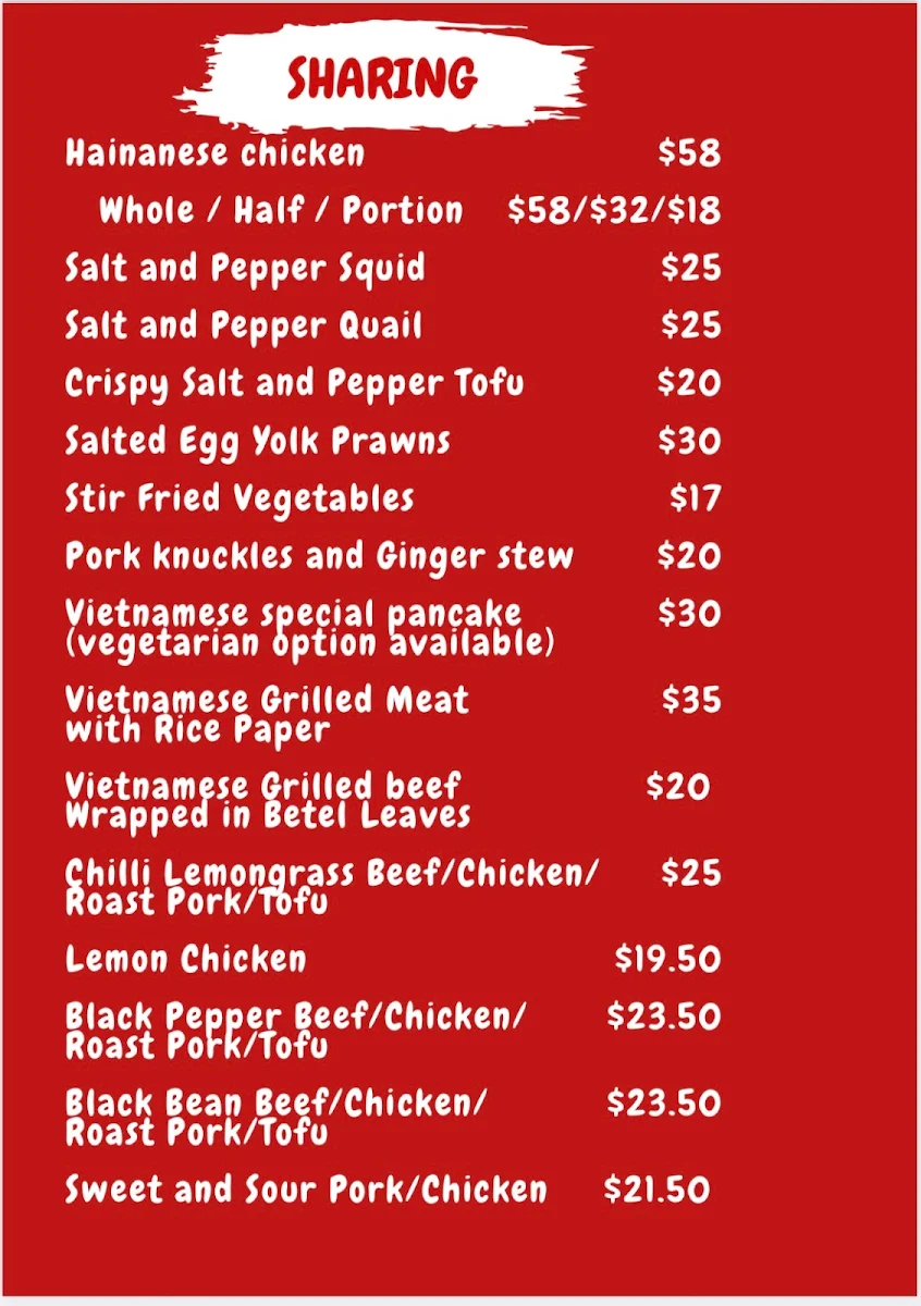 Menu, Lily’s Kitchen Boronia