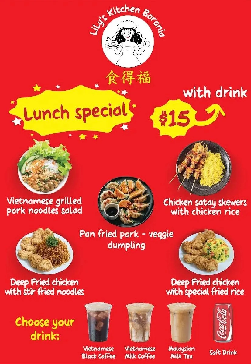 Menu, Lily’s Kitchen Boronia