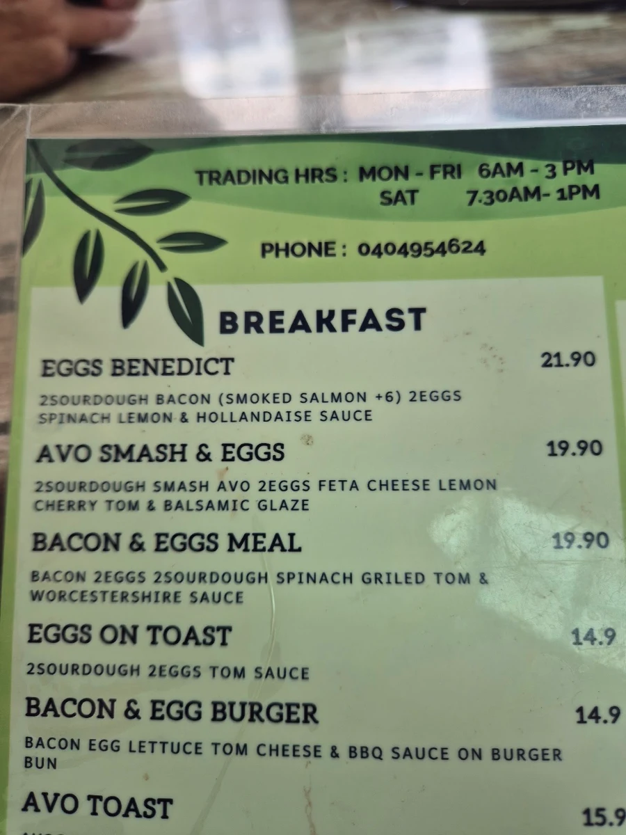 Menu, Ripe Harvest Cafe