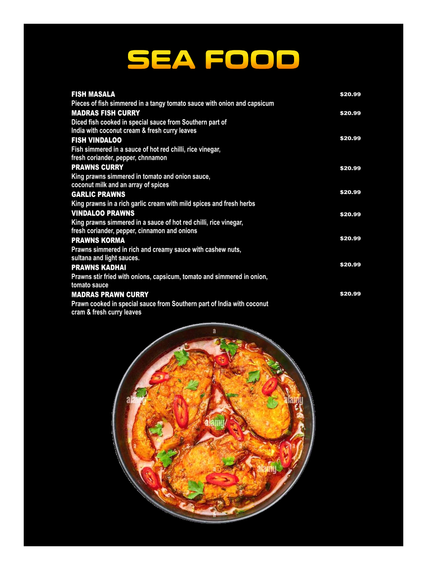 Menu, Famous Tandoori Indian Cuisine