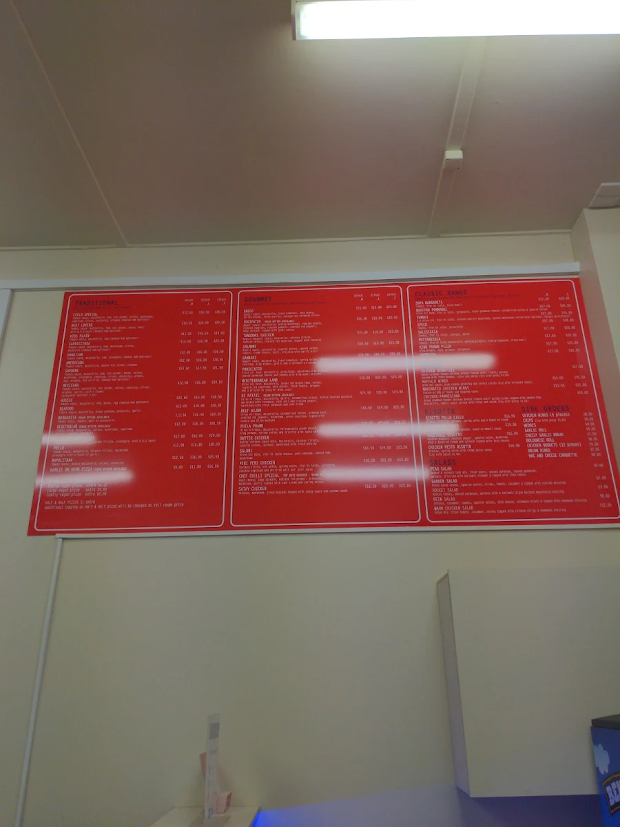Menu, Cielo Gourmet Pizza Pasta