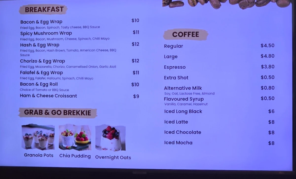 Menu, Cafe Coci Nero