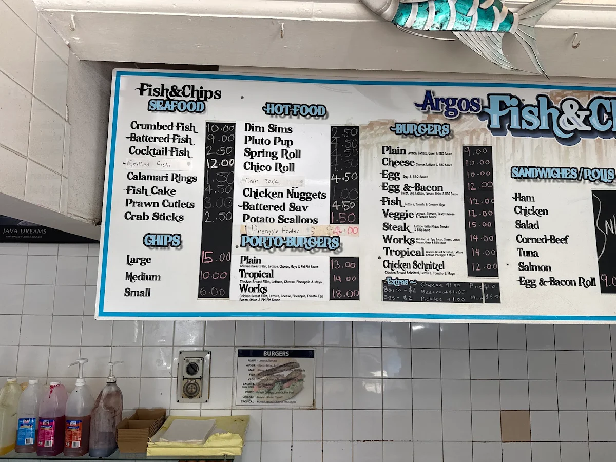 Menu, Argos Fish & Chips