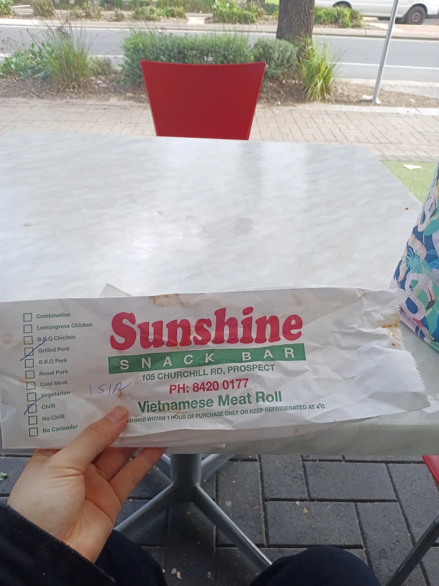 Menu, Sunshine Snack Bar