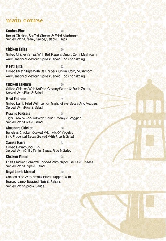 Menu, Manara