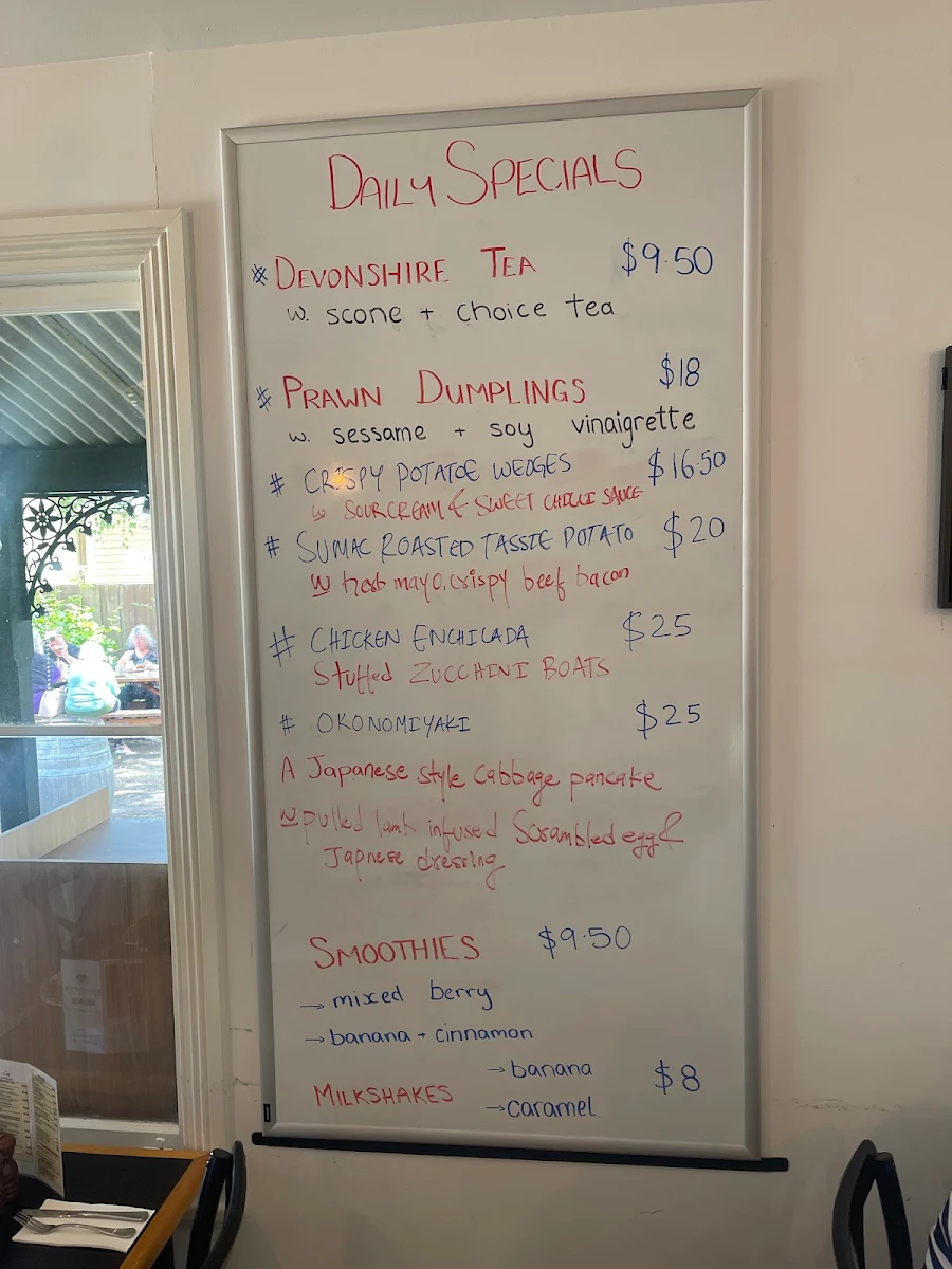 Menu, Richmond cafe & providore