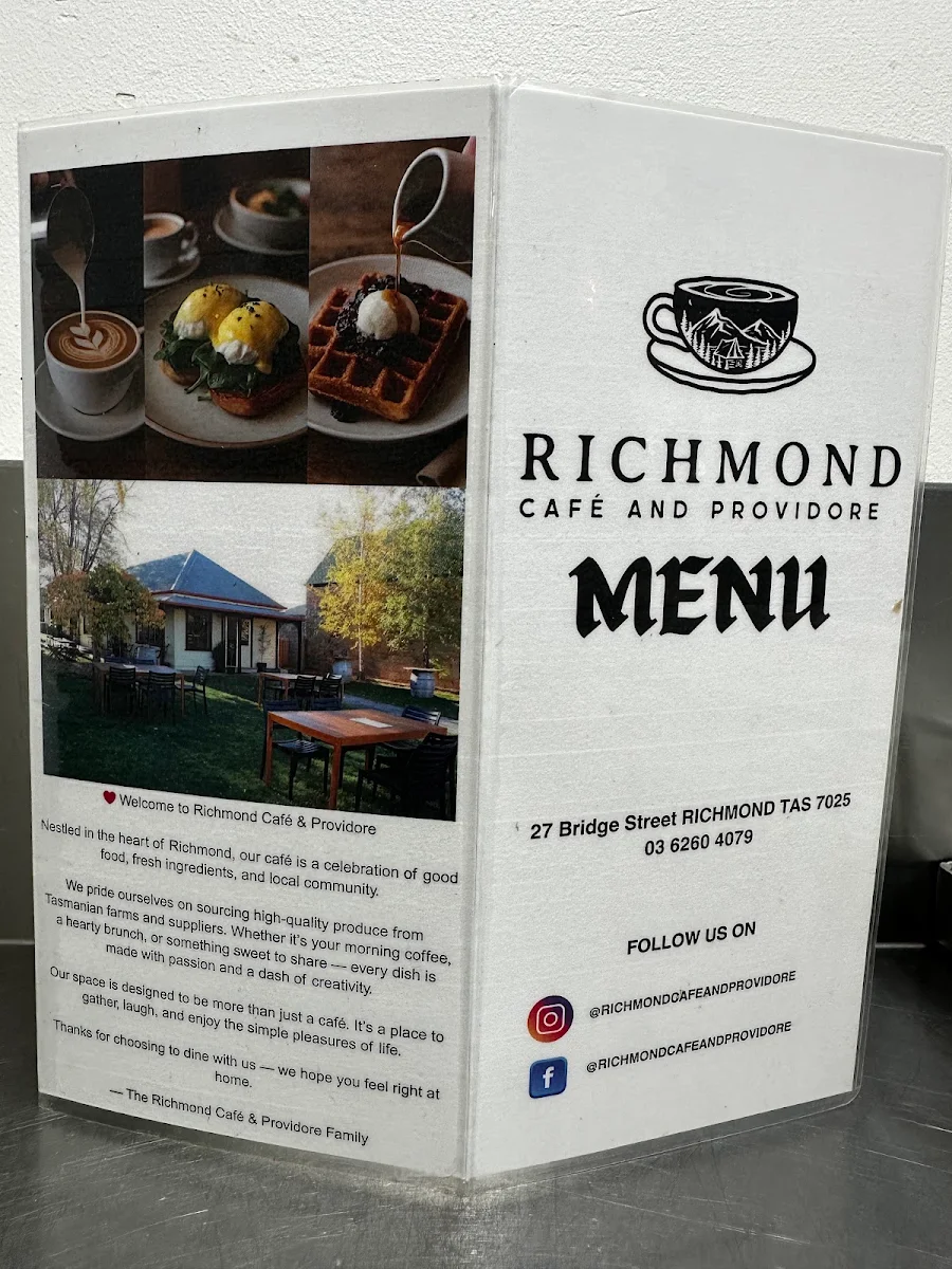 Menu, Richmond cafe & providore