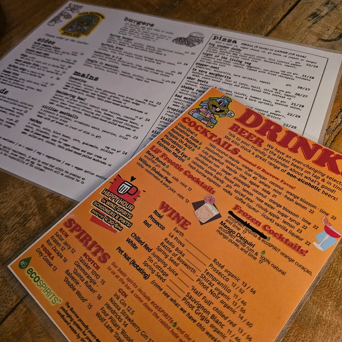 Menu, The Burrow