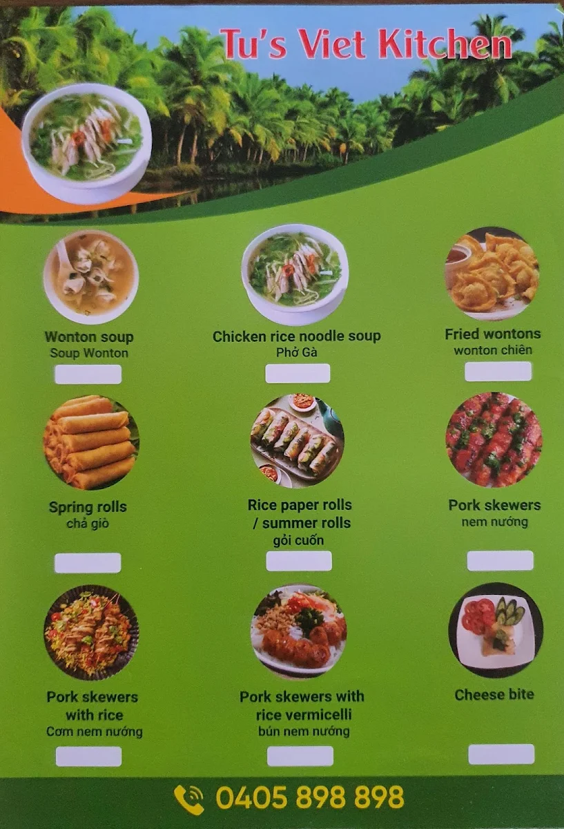 Menu, Tu's Viet Kitchen