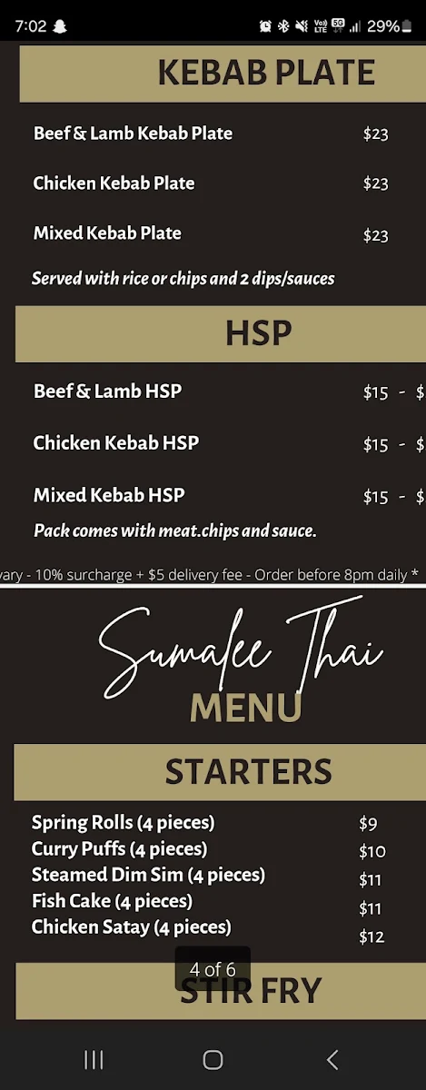 Menu, Taksim Kebab and Pizza