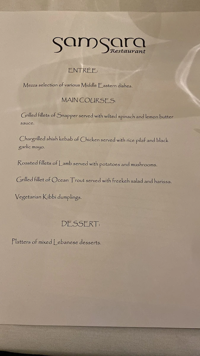Menu, Samsara
