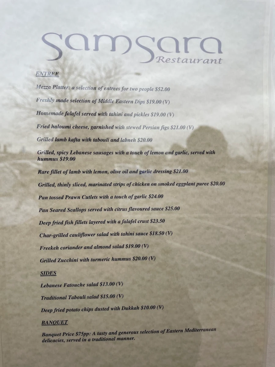 Menu, Samsara