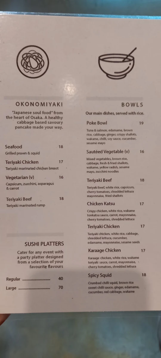 Menu, Okazu Sushi Bar