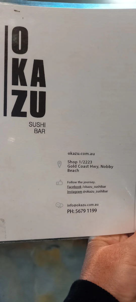 Menu, Okazu Sushi Bar