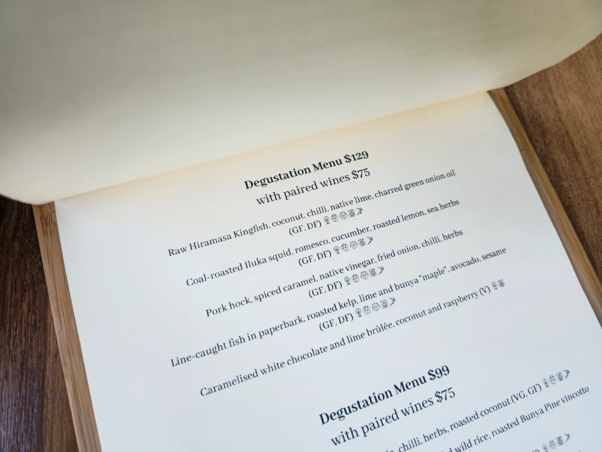 Menu, Forest Byron Bay