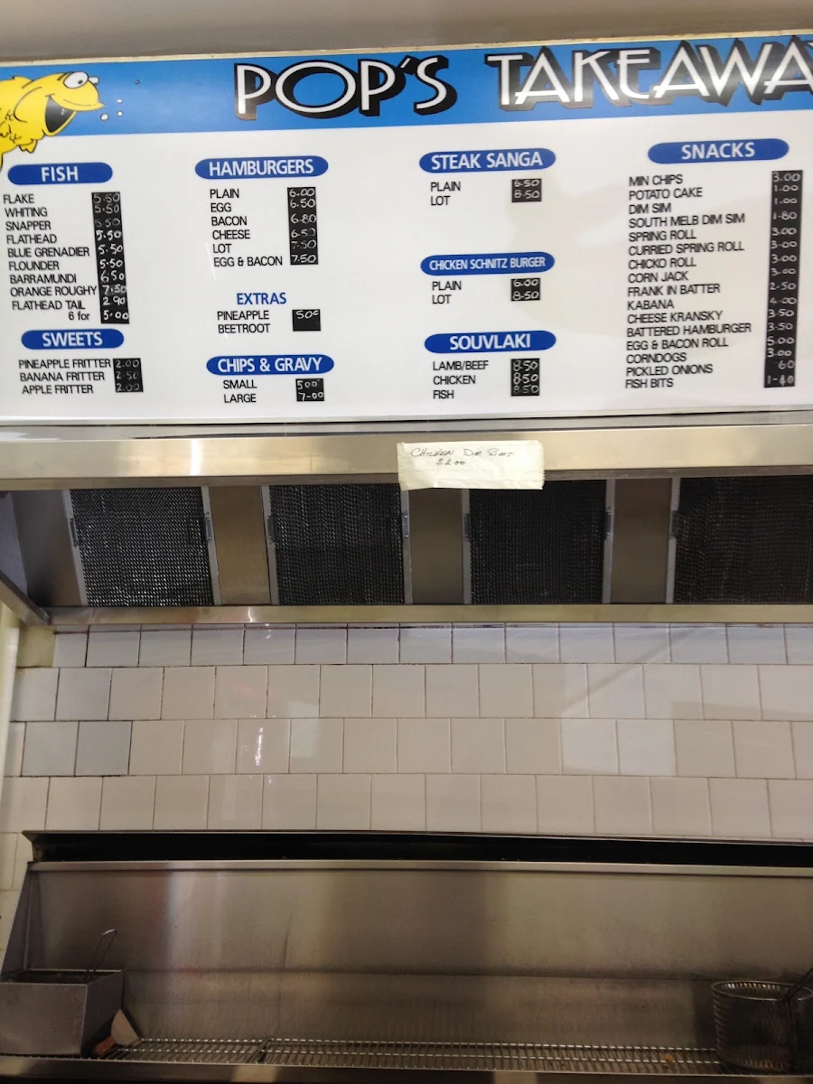 Menu, Pop’s Takeaway