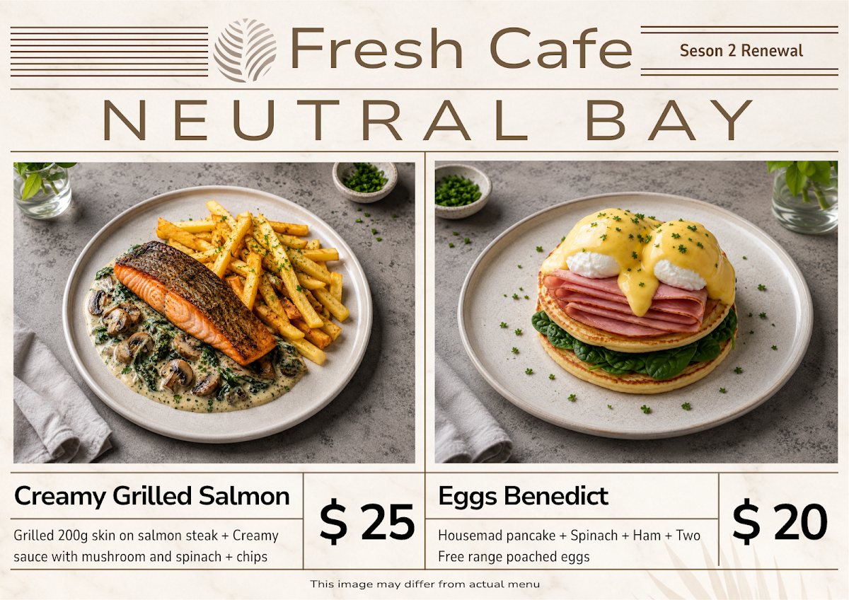 Menu, Fresh Cafe Neutral Bay