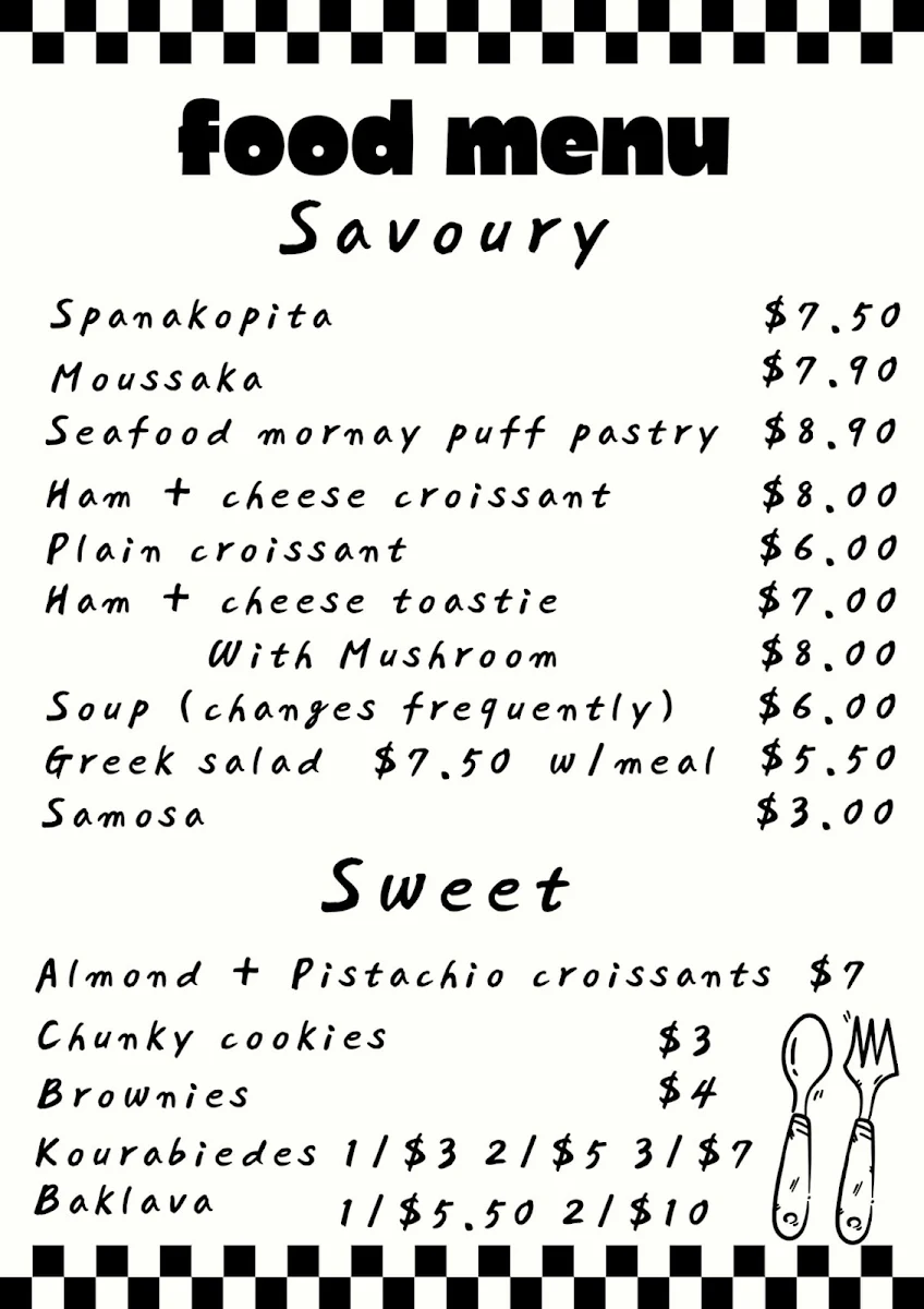 Menu, Teddy's Little Greek Cafe