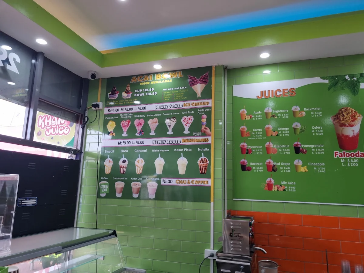 Menu, Agha Juice Clayton