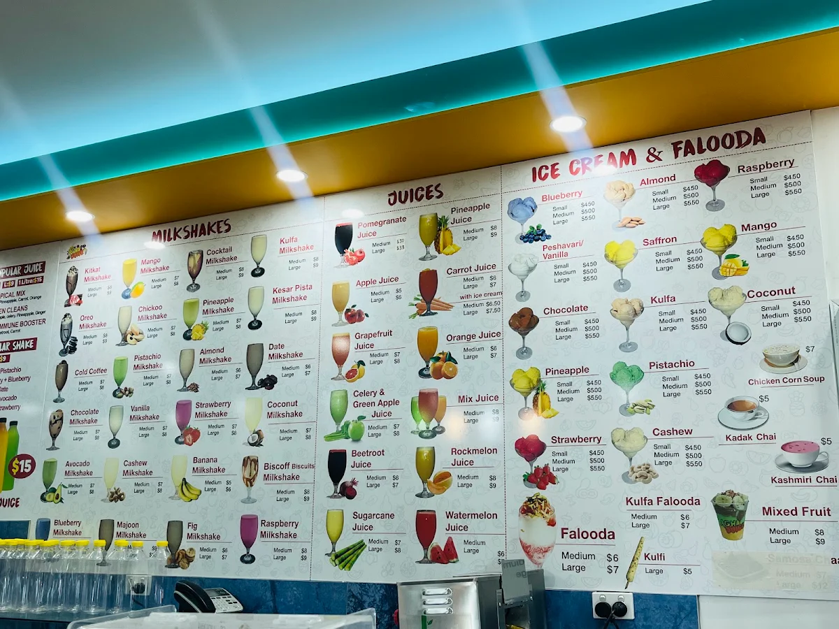 Menu, Agha Juice Clayton