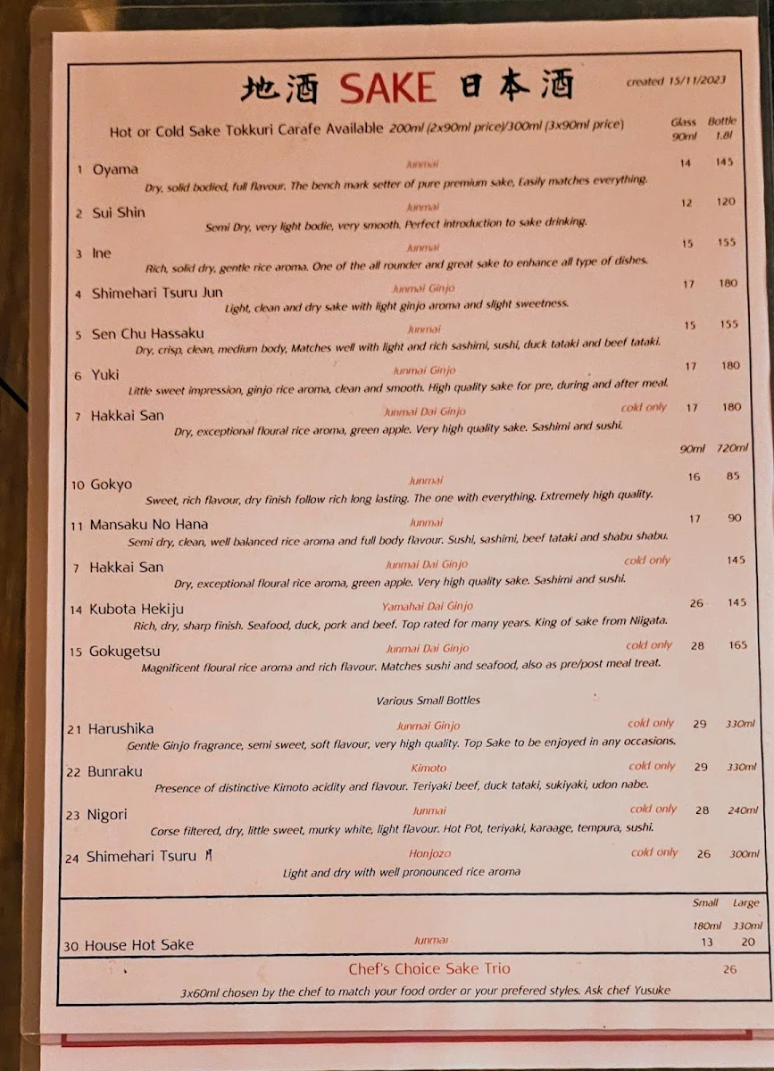 Menu, Itoshin Japanese Restaurant Mermaid Beach