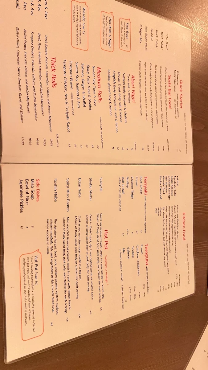 Menu, Itoshin Japanese Restaurant Mermaid Beach
