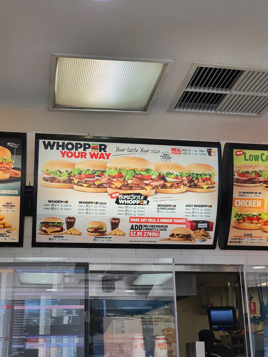 Menu, Hungry Jack's Burgers Subiaco