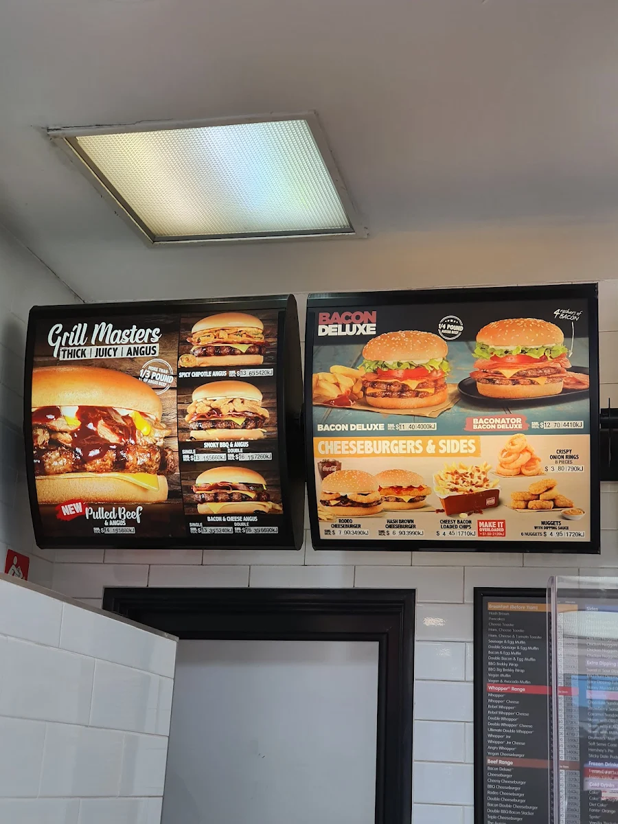 Menu, Hungry Jack's Burgers Subiaco